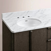 Liromelle Double Vanity — BLACK OAK / CARRARA / OVAL