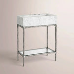 Caloria Powder Washstand — FORGED PEWTER / CARRARA / RECTANGLE