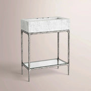 Caloria Powder Washstand — FORGED PEWTER / CARRARA / RECTANGLE