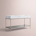 Caloria Double Washstand — FORGED PEWTER / Italian Carrara marble / OVAL-60