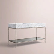 Caloria Double Washstand — FORGED PEWTER / Italian Carrara marble / OVAL-60