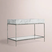 Caloria Extra-Wide Washstand — FORGED PEWTER / CARRARA / RECTANGLE