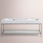 Caloria Double Washstand — FORGED PEWTER / Italian Carrara marble / RECTANGLE-72
