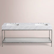 Caloria Double Washstand — FORGED PEWTER / Italian Carrara marble / RECTANGLE-72