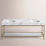 Caloria Double Washstand — FORGED BRASS / Italian Carrara marble / OVAL-72