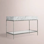 Caloria Extra-Wide Washstand — FORGED PEWTER / CARRARA / OVAL