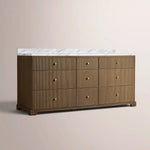 Celorin Reeded Double Vanity — BROWN OAK / CARRARA / OVAL