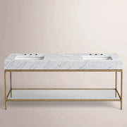 Caloria Double Washstand — FORGED BRASS / Italian Carrara marble / RECTANGLE-72