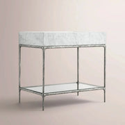 Caloria Washstand — FORGED PEWTER / CARRARA / OVAL