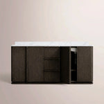 Liromelle Double Vanity — BLACK OAK / CARRARA / RECTANGLE
