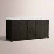 Celorin Reeded Double Vanity — BLACK OAK / CARRARA / RECTANGLE