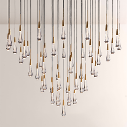Raindrop Glass Round Solitaire Chandelier -kimoylights