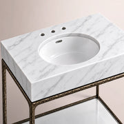Caloria Washstand — FORGED BRONZE / CARRARA / OVAL
