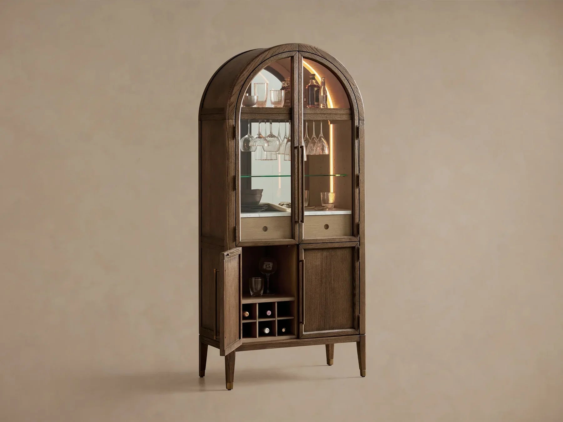 Haven Oak Liquor Cabinet 36”W