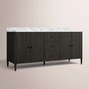Luvoriel Reeded Double Vanity — BLACK OAK / CARRARA / OVAL
