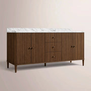 Luvoriel Reeded Double Vanity — BROWN OAK / CARRARA / OVAL