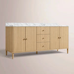 Luvoriel Reeded Double Vanity — GREIGE OAK / CARRARA / OVAL