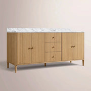 Luvoriel Reeded Double Vanity — LIGHT OAK / CARRARA / RECTANGLE