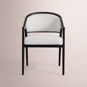 Aylora Upholstered Back Dining Arm Chair — BLACK DRIFTED & NOMAD SNOW