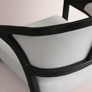 Aylora Upholstered Back Dining Arm Chair — BLACK DRIFTED & NOMAD SNOW