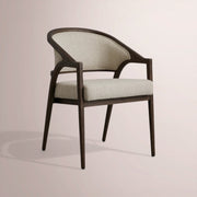 Aylora Upholstered Back Dining Arm Chair — MOCHA & PROMISE ECRU
