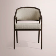 Aylora Upholstered Back Dining Arm Chair — MOCHA & PROMISE ECRU