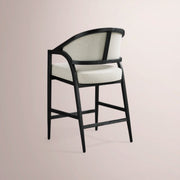 Aylora Upholstered Back Counter Stool — BLACK DRIFTED & NOMAD SNOW