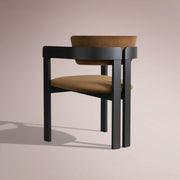 Revora Dining Arm Chair — VESUVIO BLACK & BANKS COCOA