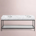 Caloria Double Washstand — FORGED LRON / Italian Carrara marble / OVAL-72
