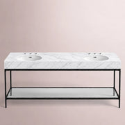 Caloria Double Washstand — FORGED LRON / Italian Carrara marble / OVAL-72