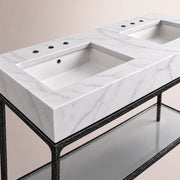 Caloria Double Washstand — FORGED LRON / Italian Carrara marble / RECTANGLE-60