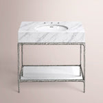 Caloria Washstand — FORGED PEWTER / CARRARA / OVAL