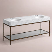 Caloria Double Washstand — FORGED BRONZE / Italian Carrara marble / OVAL-72
