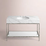 Caloria Extra-Wide Washstand — FORGED PEWTER / CARRARA / OVAL