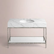 Caloria Extra-Wide Washstand — FORGED PEWTER / CARRARA / OVAL