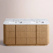Ethoria Double Vanity — NATURAL OAK / CARRARA / RECTANGLE