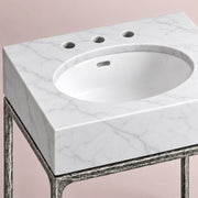 Caloria Powder Washstand — FORGED PEWTER / CARRARA / OVAL