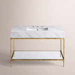 Caloria Extra-Wide Washstand — FORGED BRASS / CARRARA / RECTANGLE