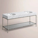 Caloria Double Washstand — FORGED PEWTER / Italian Carrara marble / OVAL-72