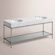 Caloria Double Washstand — FORGED PEWTER / Italian Carrara marble / OVAL-72