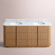 Ethoria Double Vanity — NATURAL OAK / CARRARA / OVAL
