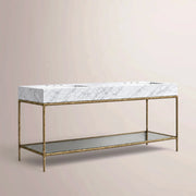 Caloria Double Washstand — FORGED BRASS / Italian Carrara marble / RECTANGLE-72