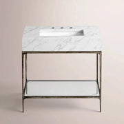 Caloria Washstand — FORGED BRONZE / CARRARA / RECTANGLE
