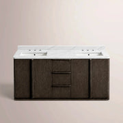 Liromelle Double Vanity — BLACK OAK / CARRARA / RECTANGLE