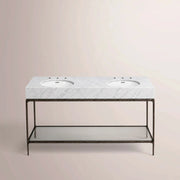 Caloria Double Washstand — FORGED BRONZE / Italian Carrara marble / OVAL-60