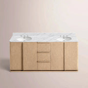 Liromelle Double Vanity — LIGHT OAK / CARRARA / OVAL