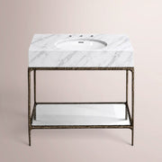 Caloria Washstand — FORGED BRONZE / CARRARA / OVAL