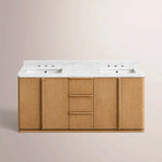 Liromelle Double Vanity — NATURAL OAK / CARRARA / RECTANGLE