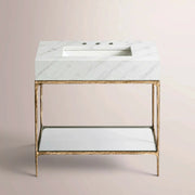 Caloria Washstand — FORGED BRASS / CARRARA / RECTANGLE