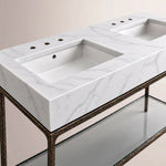 Caloria Double Washstand — FORGED BRONZE / Italian Carrara marble / RECTANGLE-60